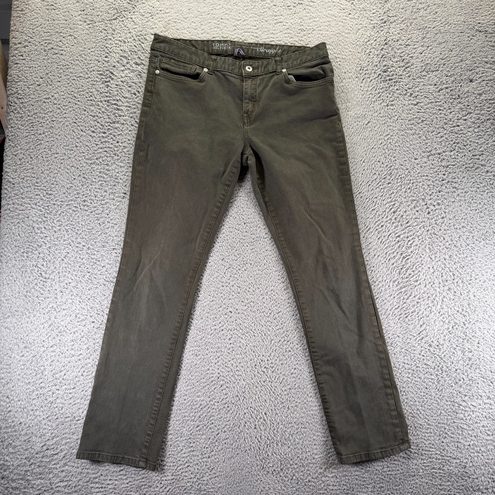 Tommy Hilfiger Jeans Womens 12 Black Cotton Denim Straight Leg Workwear Stretch